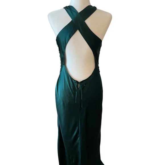 NWT Reformation Anaiis Silk Dress Size 6 Hunter - Picture 7 of 11